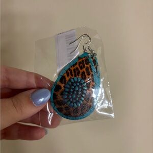 SHEIN Leopard Print Teardrop Earrings - Blue and Brown